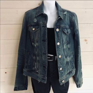 Distressed jean jacket